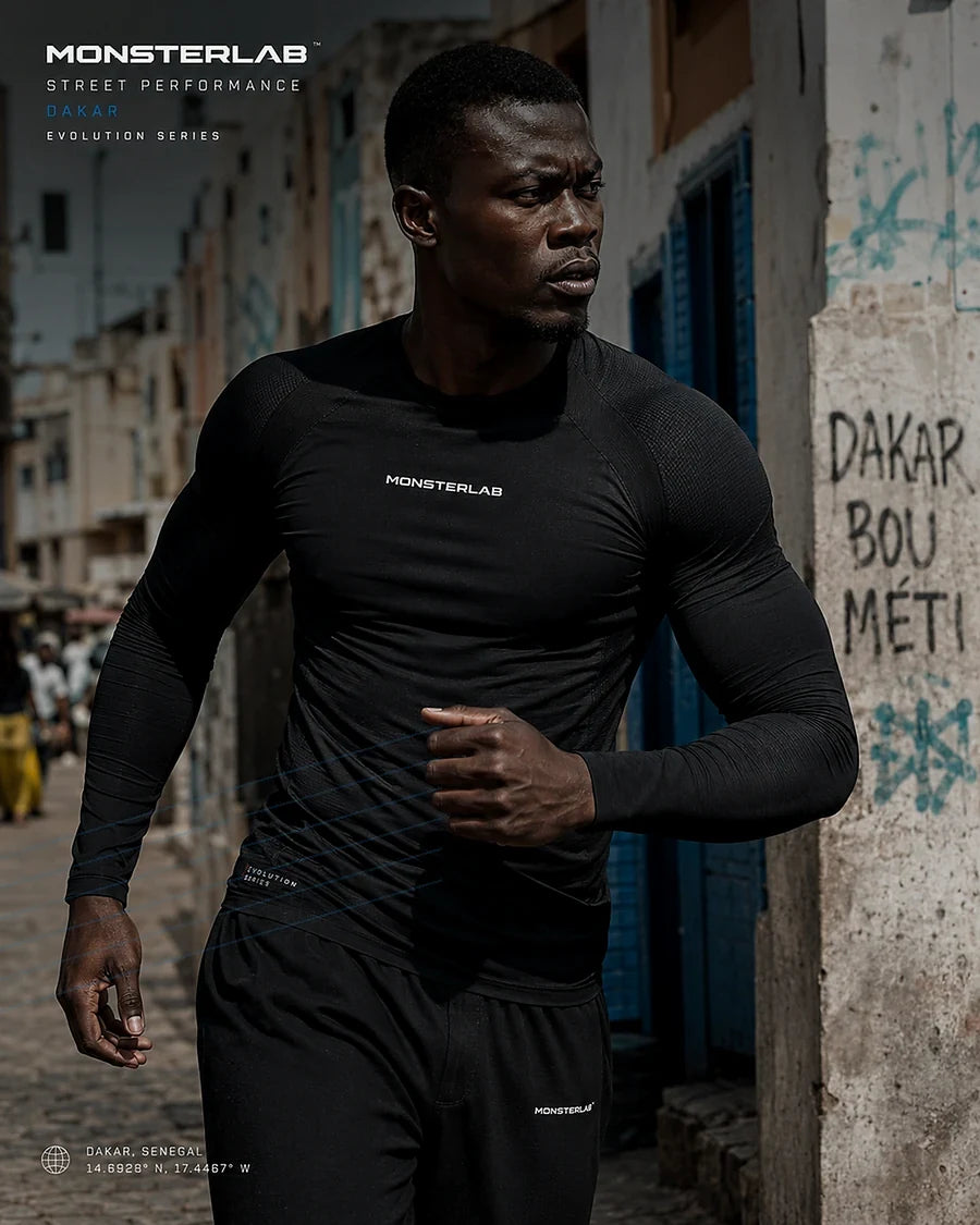 MonsterLab Men Collection — athlète en tenue performance noire
