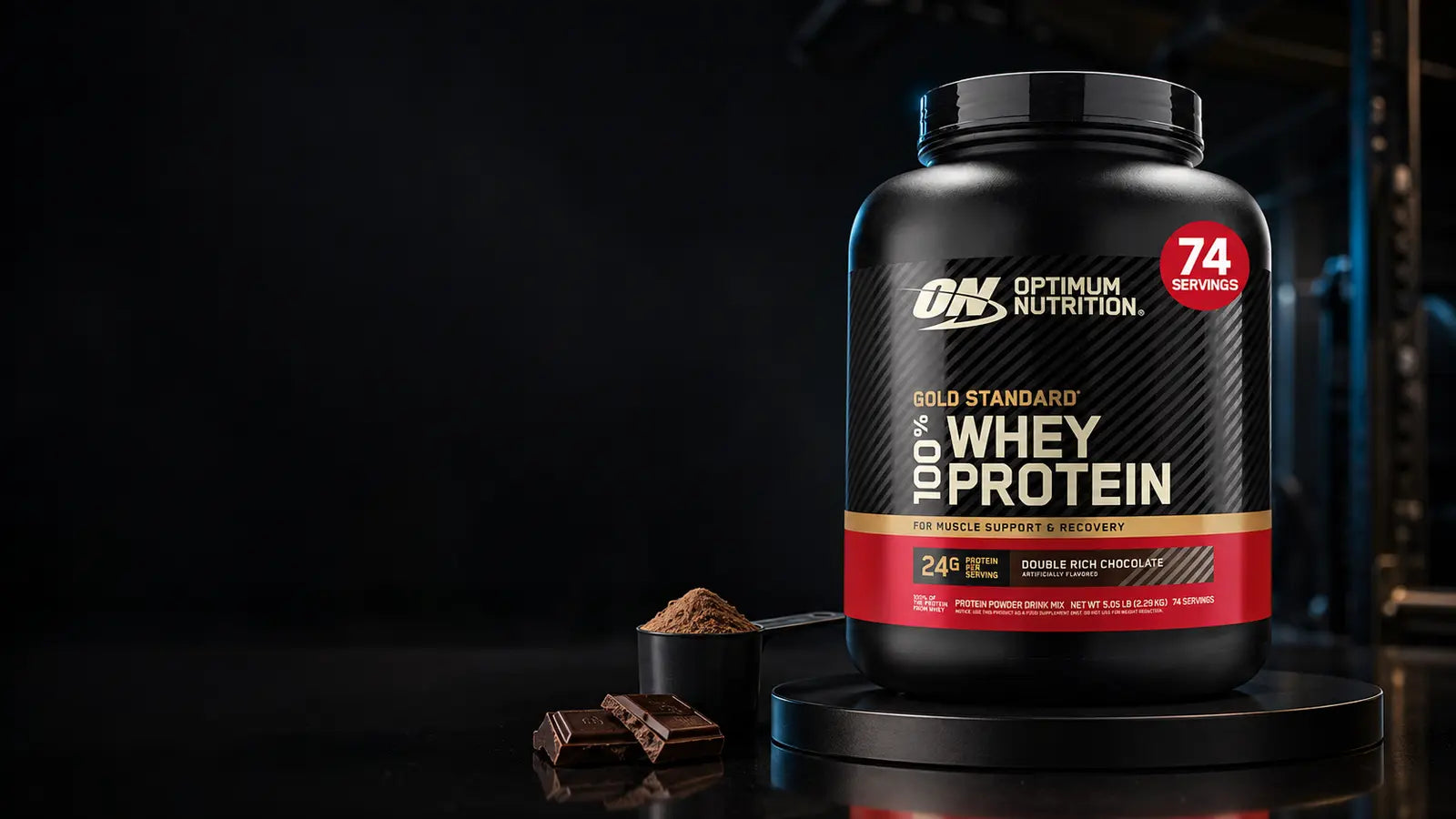 Optimum Nutrition Gold Standard 100% Whey Protein Double Rich Chocolate 2,29 kg et 74 portions